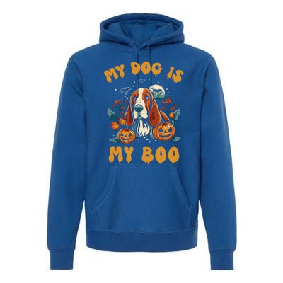 My Dog Is My Boo Halloween Pumpkin Basset Hound Halloween Cute Gift Premium Hoodie