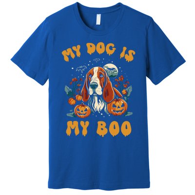 My Dog Is My Boo Halloween Pumpkin Basset Hound Halloween Cute Gift Premium T-Shirt