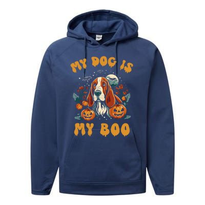 My Dog Is My Boo Halloween Pumpkin Basset Hound Halloween Cute Gift Performance Fleece Hoodie