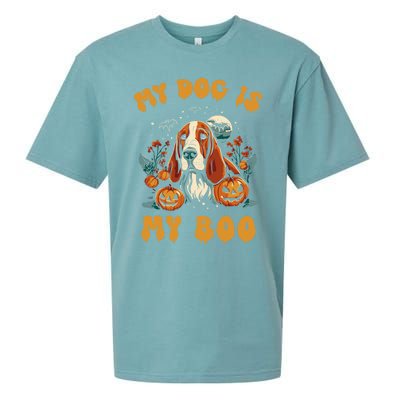 My Dog Is My Boo Halloween Pumpkin Basset Hound Halloween Cute Gift Sueded Cloud Jersey T-Shirt