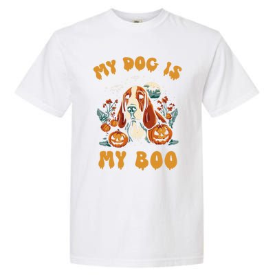 My Dog Is My Boo Halloween Pumpkin Basset Hound Halloween Cute Gift Garment-Dyed Heavyweight T-Shirt