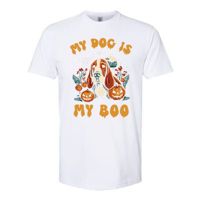 My Dog Is My Boo Halloween Pumpkin Basset Hound Halloween Cute Gift Softstyle CVC T-Shirt