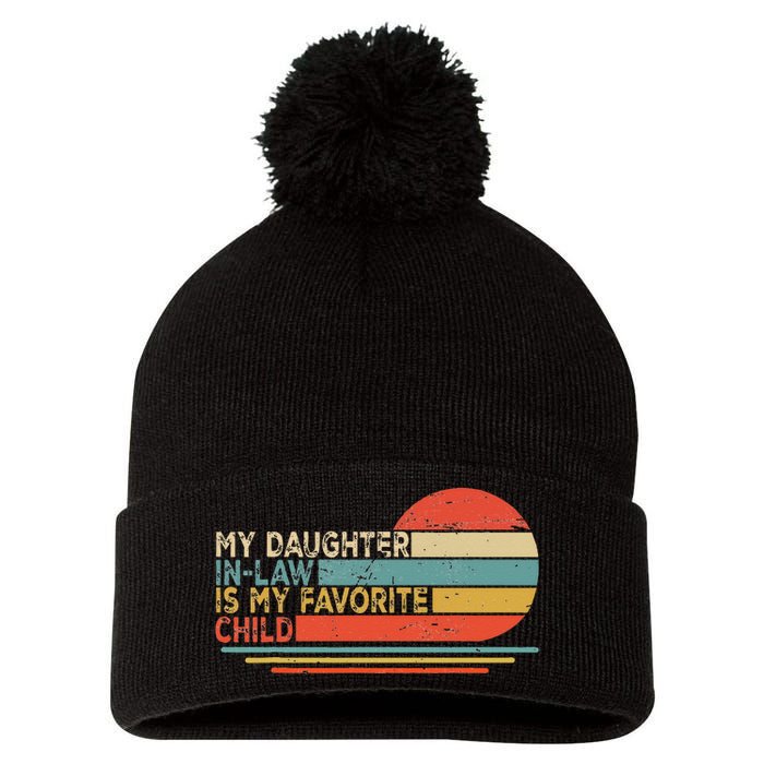 My Daughter In Law Is My Favorite Child Retro Vintage Pom Pom 12in Knit Beanie