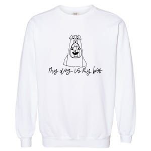 My Dog Is My Boo Dog Lover Funny Dog Halloween Garment-Dyed Sweatshirt