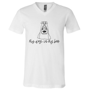 My Dog Is My Boo Dog Lover Funny Dog Halloween V-Neck T-Shirt