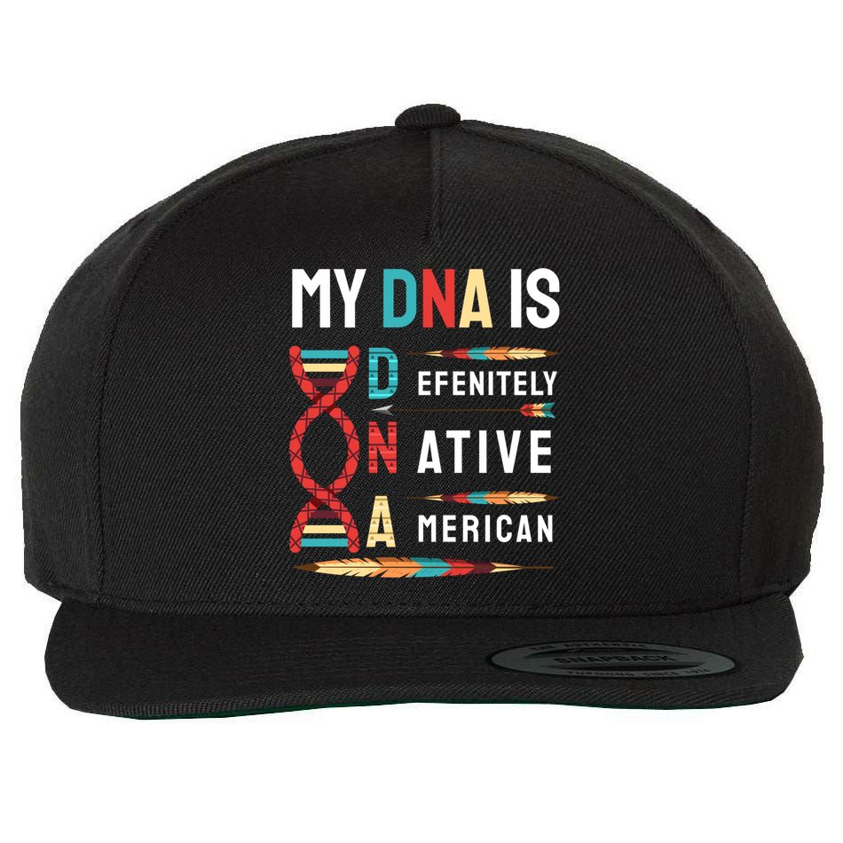 My Dna Is Defenitely Native American Funny Indian Lover Gift Wool Snapback Cap