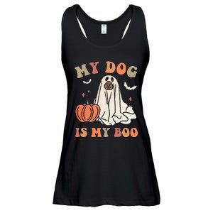 My Dog Is My Boo Spooky Season Ghost Halloween Groovy Retro Ladies Essential Flowy Tank