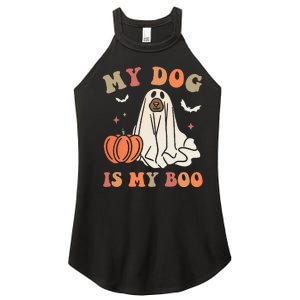 My Dog Is My Boo Spooky Season Ghost Halloween Groovy Retro Women's Perfect Tri Rocker Tank