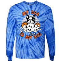 My Dog Is My Boo Spooky Ghost Halloween Dog Lover Groovy Cool Gift Tie-Dye Long Sleeve Shirt