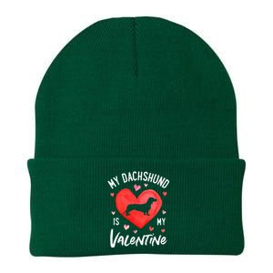 My Dachshund Is My Valentine Valentines Day Knit Cap Winter Beanie