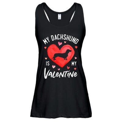 My Dachshund Is My Valentine Valentines Day Ladies Essential Flowy Tank