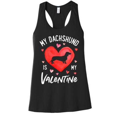 My Dachshund Is My Valentine Valentines Day Women's Racerback Tank