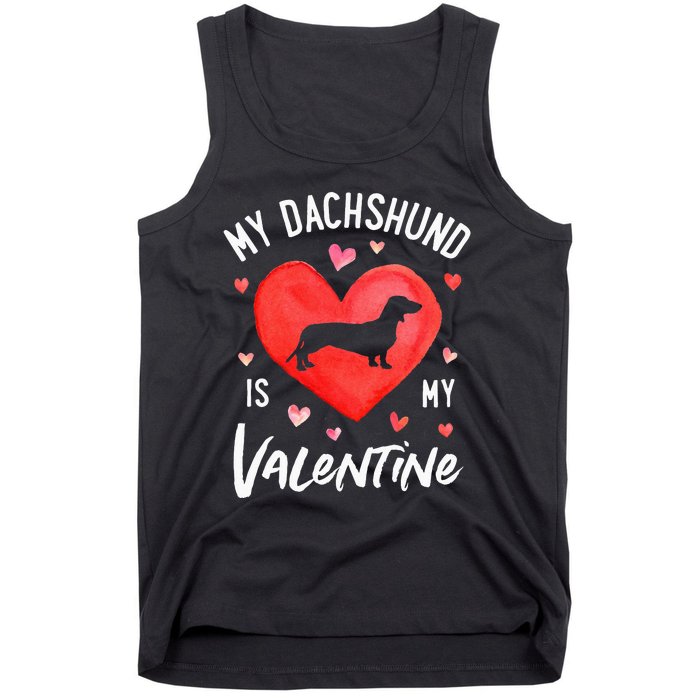 My Dachshund Is My Valentine Valentines Day Tank Top