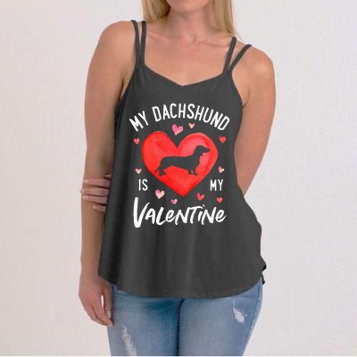 My Dachshund Is My Valentine Valentines Day Women's Strappy Tank