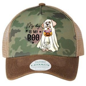 My Dog Is My Boo Spooky Season Ghost Halloween Groovy Retro Gift Legacy Tie Dye Trucker Hat