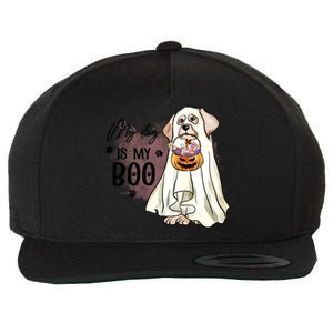 My Dog Is My Boo Spooky Season Ghost Halloween Groovy Retro Gift Wool Snapback Cap