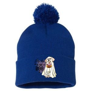 My Dog Is My Boo Spooky Season Ghost Halloween Groovy Retro Gift Pom Pom 12in Knit Beanie