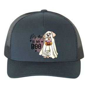 My Dog Is My Boo Spooky Season Ghost Halloween Groovy Retro Gift Yupoong Adult 5-Panel Trucker Hat