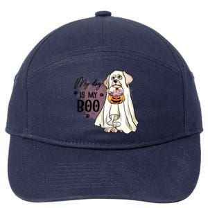 My Dog Is My Boo Spooky Season Ghost Halloween Groovy Retro Gift 7-Panel Snapback Hat