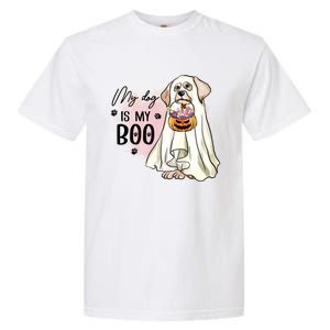 My Dog Is My Boo Spooky Season Ghost Halloween Groovy Retro Gift Garment-Dyed Heavyweight T-Shirt