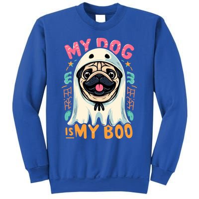 My Dog Is My Boo Spooky Season Ghost Halloween Groovy Retro Funny Gift Sweatshirt