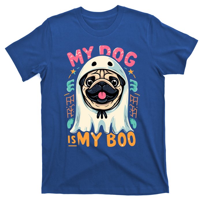 My Dog Is My Boo Spooky Season Ghost Halloween Groovy Retro Funny Gift T-Shirt