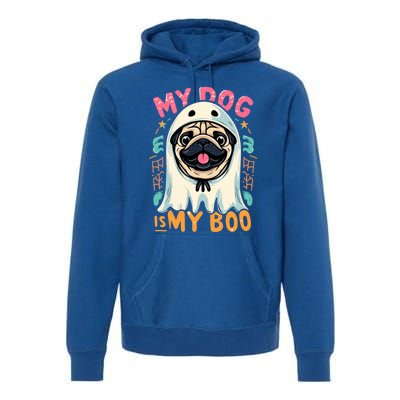 My Dog Is My Boo Spooky Season Ghost Halloween Groovy Retro Funny Gift Premium Hoodie