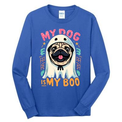 My Dog Is My Boo Spooky Season Ghost Halloween Groovy Retro Funny Gift Tall Long Sleeve T-Shirt