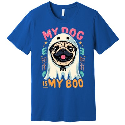 My Dog Is My Boo Spooky Season Ghost Halloween Groovy Retro Funny Gift Premium T-Shirt