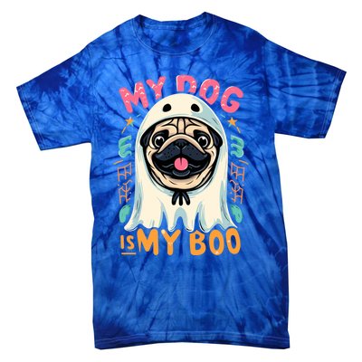 My Dog Is My Boo Spooky Season Ghost Halloween Groovy Retro Funny Gift Tie-Dye T-Shirt