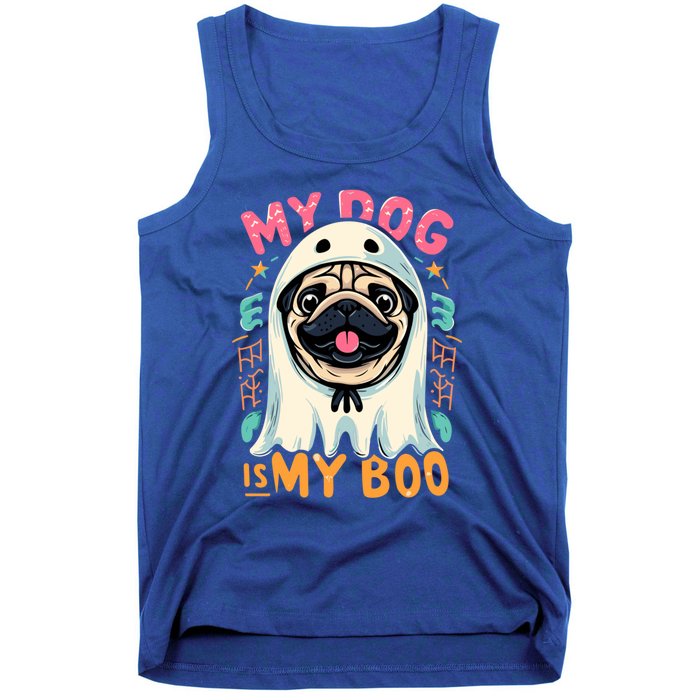 My Dog Is My Boo Spooky Season Ghost Halloween Groovy Retro Funny Gift Tank Top