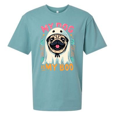 My Dog Is My Boo Spooky Season Ghost Halloween Groovy Retro Funny Gift Sueded Cloud Jersey T-Shirt