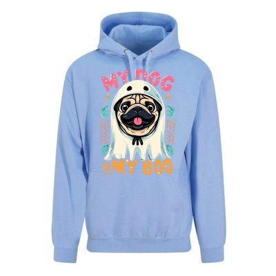 My Dog Is My Boo Spooky Season Ghost Halloween Groovy Retro Funny Gift Unisex Surf Hoodie