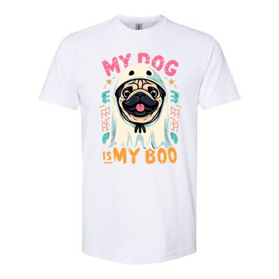 My Dog Is My Boo Spooky Season Ghost Halloween Groovy Retro Funny Gift Softstyle CVC T-Shirt