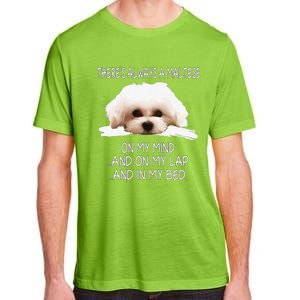 Maltese Dog Is On My Mind Funny Puppy Owner Design Adult ChromaSoft Performance T-Shirt