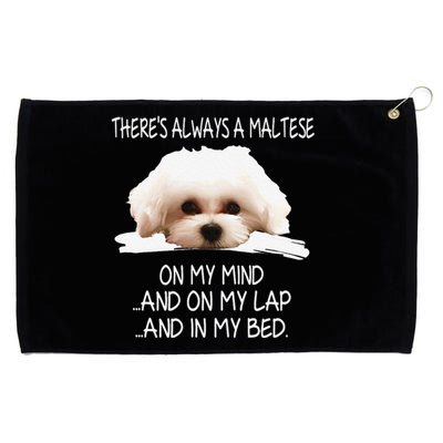 Maltese Dog Is On My Mind Funny Puppy Owner Design Grommeted Golf Towel