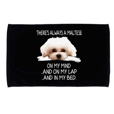 Maltese Dog Is On My Mind Funny Puppy Owner Design Microfiber Hand Towel