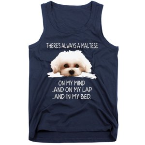 Maltese Dog Is On My Mind Funny Puppy Owner Design Tank Top