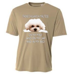 Maltese Dog Is On My Mind Funny Puppy Owner Design Cooling Performance Crew T-Shirt