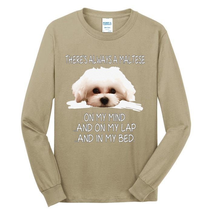 Maltese Dog Is On My Mind Funny Puppy Owner Design Tall Long Sleeve T-Shirt