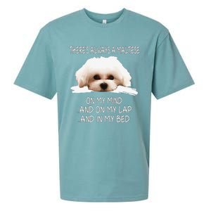 Maltese Dog Is On My Mind Funny Puppy Owner Design Sueded Cloud Jersey T-Shirt