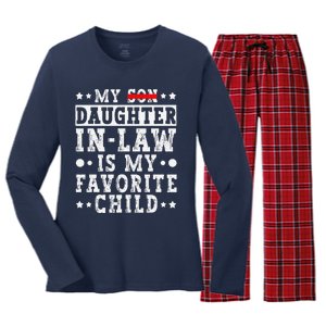 My Daughter In Law Is My Favorite Child Funny Replaced Son Women's Long Sleeve Flannel Pajama Set 