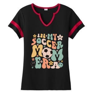 Mothers Day In My Soccer Mom Era Groovy Soccer Mom Life Ladies Halftime Notch Neck Tee