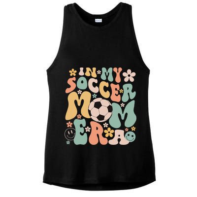 Mothers Day In My Soccer Mom Era Groovy Soccer Mom Life Ladies PosiCharge Tri-Blend Wicking Tank