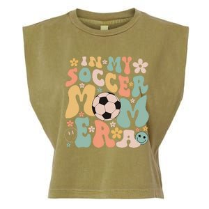 Mothers Day In My Soccer Mom Era Groovy Soccer Mom Life Garment-Dyed Women's Muscle Tee