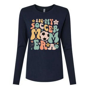 Mothers Day In My Soccer Mom Era Groovy Soccer Mom Life Womens Cotton Relaxed Long Sleeve T-Shirt