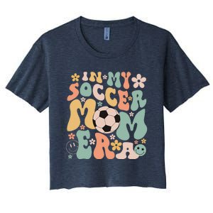 Mothers Day In My Soccer Mom Era Groovy Soccer Mom Life Women's Crop Top Tee