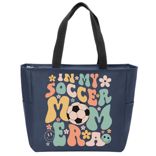 Mothers Day In My Soccer Mom Era Groovy Soccer Mom Life Zip Tote Bag