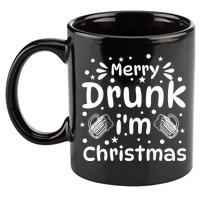 Merry Drunk I'm Christmas Funny Holiday 11oz C Handle Ceramic Mug
