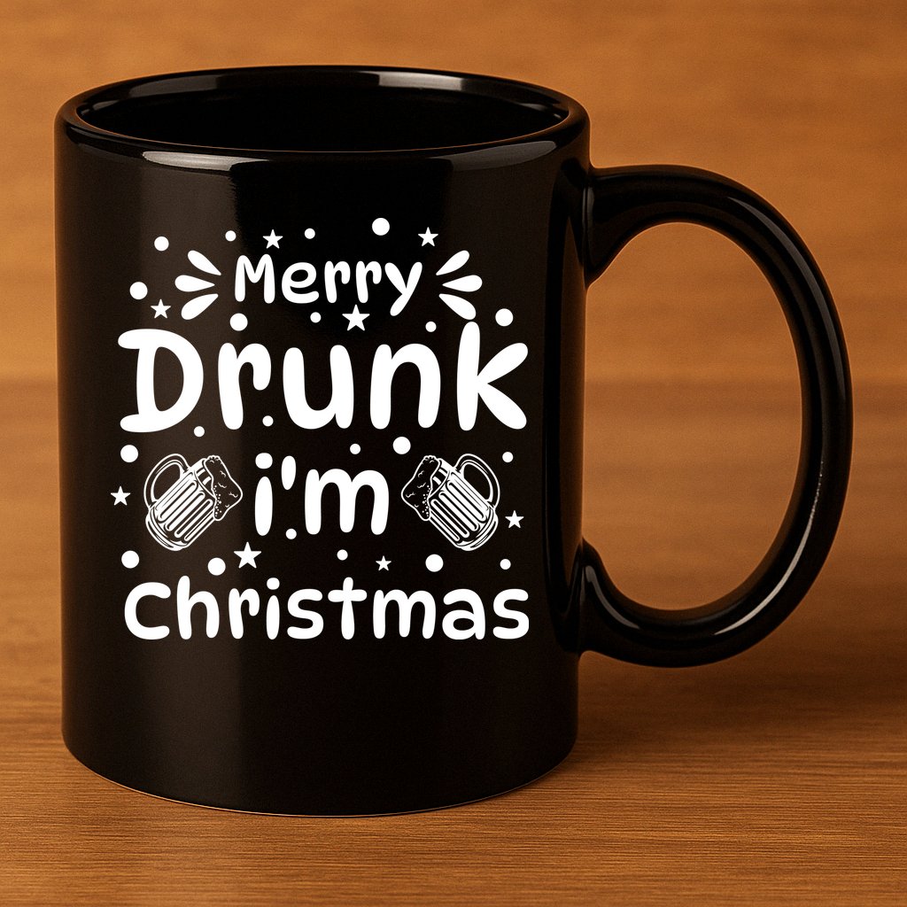 Merry Drunk I'm Christmas Funny Holiday 11oz C Handle Ceramic Mug